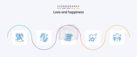 Illustration for Love Blue 5 Icon Pack Including balloon. sign. book. power. off - Royalty Free Image
