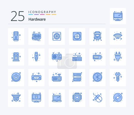 Illustration for Hardware 25 Blue Color icon pack including vga. cable. cooler. fan. hardware - Royalty Free Image
