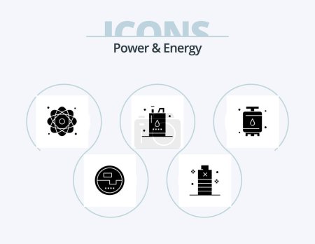 Illustration for Power And Energy Glyph Icon Pack 5 Icon Design. gallon. bottle. low. power. molecule - Royalty Free Image