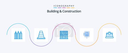 Ilustración de Building And Construction Blue 5 Icon Pack Including . construction. house. building. power - Imagen libre de derechos