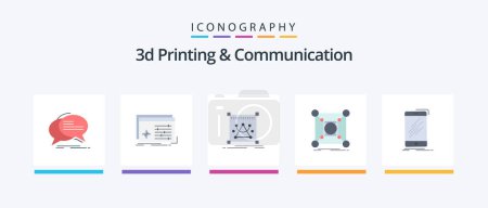 Illustration for 3d Printing And Communication Flat 5 Icon Pack Including connection. base. settings. resize. editing. Creative Icons Design - Royalty Free Image