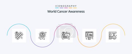 Illustration for World Cancer Awareness Line 5 Icon Pack Including radiation. machine. chat. sign. billboard - Royalty Free Image
