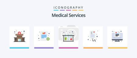 Illustration for Medical Services Flat 5 Icon Pack Including medical. health. lab. medical. infusion. Creative Icons Design - Royalty Free Image