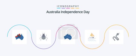 Téléchargez les illustrations : Australia Independence Day Flat 5 Icon Pack Including animal. indian. australian. ship. travel - en licence libre de droit