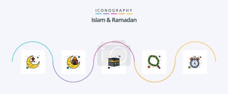 Ilustración de Islam And Ramadan Line Filled Flat 5 Icon Pack Including fasting. religion. moon. muslim. ramadan - Imagen libre de derechos