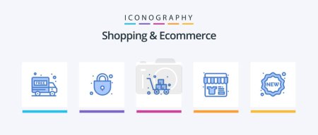Illustration for Shopping and Ecommerce Blue 5 Icon Pack Including new. badge. delivery. store. shop. Creative Icons Design - Royalty Free Image