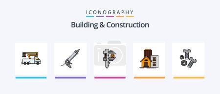 Illustration for Building And Construction Line Filled 5 Icon Pack Including tape. measure. crimping. tools. nut. Creative Icons Design - Royalty Free Image