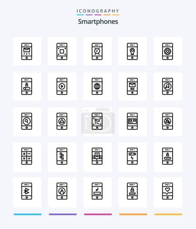 Téléchargez les illustrations : Creative Smartphones 25 OutLine icon pack  Such As communications. signs. alarm. pin. location - en licence libre de droit
