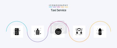 Illustration for Taxi Service Glyph 5 Icon Pack Including water. survice. travel. support. wheel - Royalty Free Image