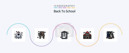 Ilustración de Back To School Line Filled Flat 5 Icon Pack Including back to school. education. learning. school. school - Imagen libre de derechos