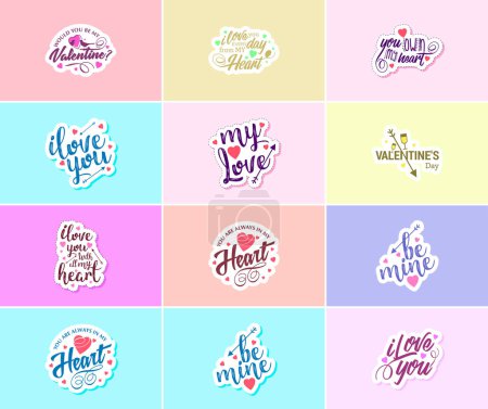 Illustration for Valentine's Day: A Time for Love and Beautiful Graphic Design Stickers - Royalty Free Image