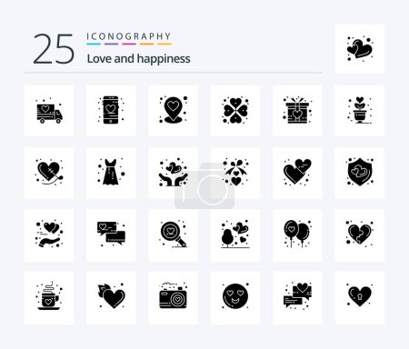 Téléchargez les illustrations : Love 25 Solid Glyph icon pack including lifestyle. love. location. gift. rose - en licence libre de droit