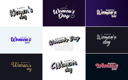 Téléchargez les illustrations : Abstract Happy Women's Day logo with love vector logo design in shades of blue and green - en licence libre de droit