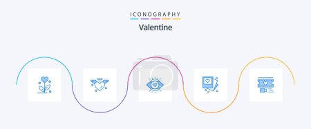 Illustration for Valentine Blue 5 Icon Pack Including heart. wedding. eye. love. gallert - Royalty Free Image