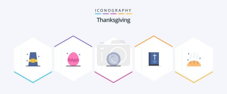 Illustration for Thanks Giving 25 Flat icon pack including bread. note. thanksgiving day. book. giving - Royalty Free Image