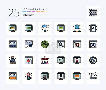 Illustration for Internet 25 Line Filled icon pack including internet. news. antenna. journal. communications - Royalty Free Image