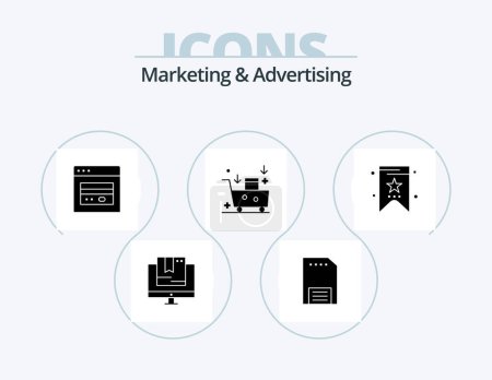 Ilustración de Marketing And Advertising Glyph Icon Pack 5 Icon Design. emailing. email campaign. leaflet. email advertising. web - Imagen libre de derechos