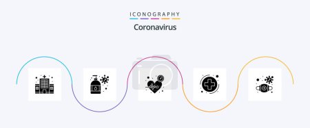 Téléchargez les illustrations : Coronavirus Glyph 5 Icon Pack Including mask. sign. beat. healthcare. medica - en licence libre de droit