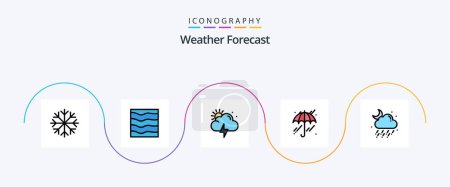 Ilustración de Weather Line Filled Flat 5 Icon Pack Including moon. rain. storm. cloud. weather - Imagen libre de derechos