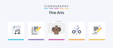 Téléchargez les illustrations : Fine Arts Flat 5 Icon Pack Including art. design. write. cut. paint. Creative Icons Design - en licence libre de droit