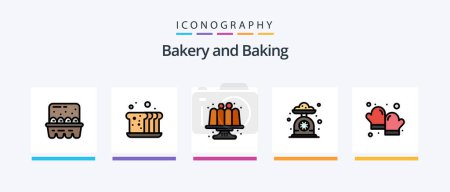 Téléchargez les illustrations : Baking Line Filled 5 Icon Pack Including food. baking. jug. bakery. pizza. Creative Icons Design - en licence libre de droit