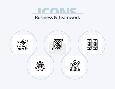 Téléchargez les illustrations : Business And Teamwork Line Icon Pack 5 Icon Design. . mobile. . team - en licence libre de droit