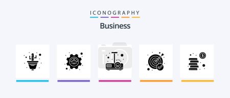 Ilustración de Business Glyph 5 Icon Pack Including coins. target. beamer. success. achievement. Creative Icons Design - Imagen libre de derechos