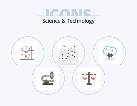Illustration for Science And Technology Flat Icon Pack 5 Icon Design. electronics. biophysics. test flask. science lab. science - Royalty Free Image