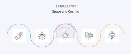 Illustration for Space Line 5 Icon Pack Including space. moon. chemistry. weather. planet - Royalty Free Image