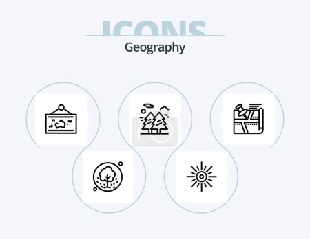 Ilustración de Geo Graphy Line Icon Pack 5 Icon Design. visa. passport. photo. picture. hang - Imagen libre de derechos
