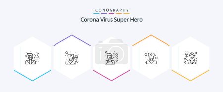 Illustration for Corona Virus Super Hero 25 Line icon pack including care. girl. pharmacist. doctor. people - Royalty Free Image