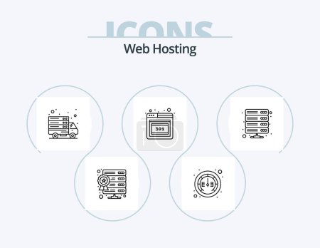 Illustration for Web Hosting Line Icon Pack 5 Icon Design. vpn. server. repair. database. tools - Royalty Free Image