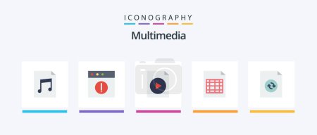 Ilustración de Multimedia Flat 5 Icon Pack Including . video. sync. document. Creative Icons Design - Imagen libre de derechos