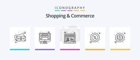 Téléchargez les illustrations : Shopping And Commerce Line 5 Icon Pack Including gift. truck. badge. gift delivery. delivery. Creative Icons Design - en licence libre de droit