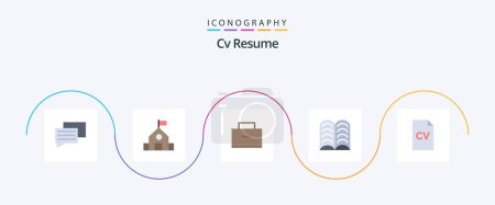 Illustration for Cv Resume Flat 5 Icon Pack Including science. education. education. cv. education - Royalty Free Image