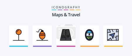 Ilustración de Maps and Travel Line Filled 5 Icon Pack Including . treasure. synchronize. map. Creative Icons Design - Imagen libre de derechos