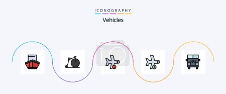 Ilustración de Vehicles Line Filled Flat 5 Icon Pack Including transport. flight. wheel. delay. transport - Imagen libre de derechos