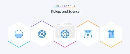Téléchargez les illustrations : Biology 25 Blue icon pack including biochemistry. process. education. laboratory. biology - en licence libre de droit