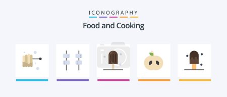 Téléchargez les illustrations : Food Flat 5 Icon Pack Including . apple. ice. Creative Icons Design - en licence libre de droit