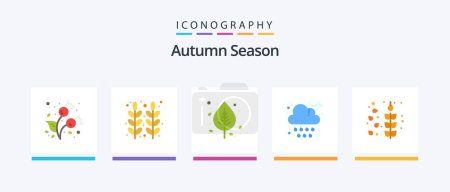Ilustración de Autumn Flat 5 Icon Pack Including weather. cloud. wheat. autumn. nature. Creative Icons Design - Imagen libre de derechos