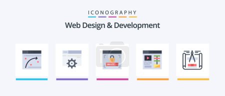 Illustration for Web Design And Development Flat 5 Icon Pack Including . engineering design. web design. blueprint. video. Creative Icons Design - Royalty Free Image