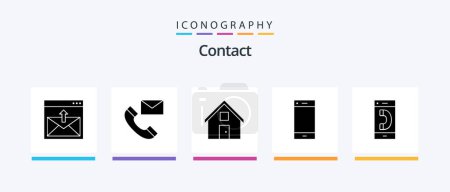 Illustration for Contact Glyph 5 Icon Pack Including phone. call. contacts. home. conversation. Creative Icons Design - Royalty Free Image