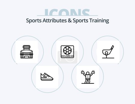 Illustration for Sports Atributes And Sports Training Line Icon Pack 5 Icon Design. scoreboard. game. stick. board. sport - Royalty Free Image