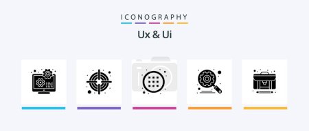 Téléchargez les illustrations : Ux And Ui Glyph 5 Icon Pack Including creator. article. control. settings. gear. Creative Icons Design - en licence libre de droit