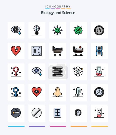 Téléchargez les illustrations : Creative Biology 25 Line FIlled icon pack  Such As infarct. laboratory. animal. chemistry. biochemistry - en licence libre de droit
