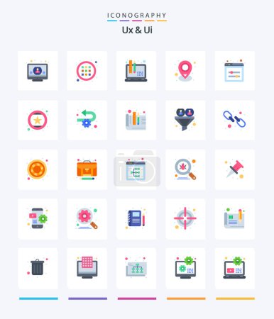 Illustration for Creative Ux And Ui 25 Flat icon pack  Such As ui sliders. place. design. pin. location - Royalty Free Image
