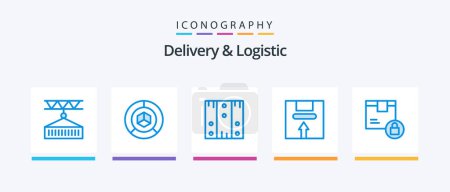 Téléchargez les illustrations : Delivery And Logistic Blue 5 Icon Pack Including handle. box. logistic. wood. logistic. Creative Icons Design - en licence libre de droit