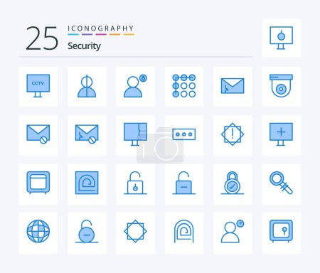 Illustration for Security 25 Blue Color icon pack including security. lock. profile. profile. password - Royalty Free Image
