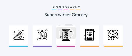 Illustration for Grocery Line 5 Icon Pack Including checkout. soft drink. grocery. drink. beverage. Creative Icons Design - Royalty Free Image