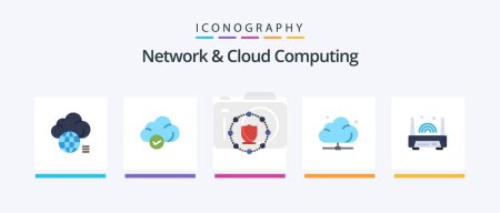 Illustration for Network And Cloud Computing Flat 5 Icon Pack Including technology. network. technology. data. network. Creative Icons Design - Royalty Free Image